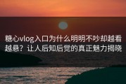 糖心vlog入口为什么明明不吵却越看越悬？让人后知后觉的真正魅力揭晓