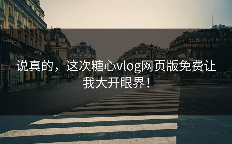 说真的，这次糖心vlog网页版免费让我大开眼界！